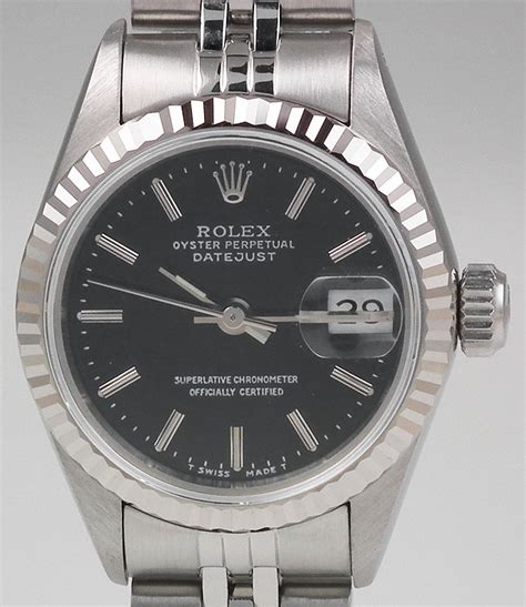 1991 ladies rolex oyster perpetual datejust black dial stainless steel|Rolex Datejust men's watch 16233.